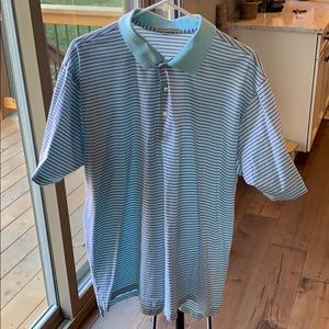 Peter Millar polo XL light blue red stripe.